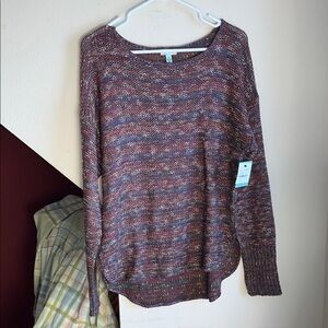 Susina Burgundy Beet Marl Knit Sweater XL NWT‎